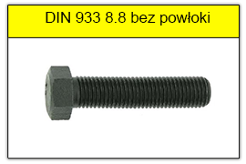 DIN 933 8.8 bez powłoki